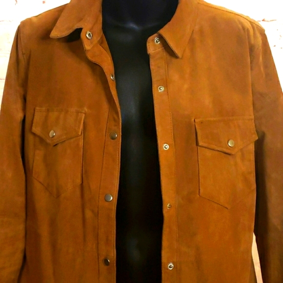 Rich Brown Faux Suede Blazer/Shirt Style Jacket - Picture 2 of 6